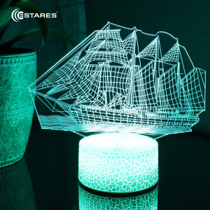Светодиодный светильник, ночник OKKO RGB 3D "ПАРУСНЫЙ КОРАБЛЬ"