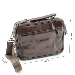 Сумка мужская из натуральной кожи UB-B210-240x190х90-brown/brown-молния/магнит