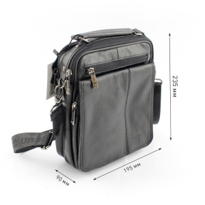 Сумка мужская из натуральной кожи UB-B219-195x235х90-black/black-молния/молния