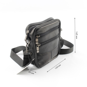 Сумка мужская из натуральной кожи UB-B403-140x165х85-black/black-молния/молния