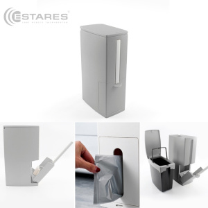 Ведро хозяйственное MODO 3F-14x24x42-gray (с ершиком для унитаза и отсеком для туалетной бумаги)