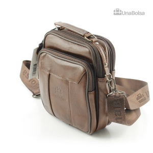 Сумка мужская из натуральной кожи UB-B101-150x185х85-brown/brown-молния/молния