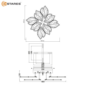 Управляемая светодиодная люстра MALENA 110W 8F-IRC-660x135-WHITE/WHITE-220-IP20