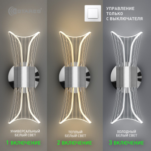 Управляемый светодиодный светильник, бра DIO 12W 2Y-ON/OFF-230x80x85-CHROME/CLEAR-220-IP20