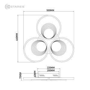 Управляемая светодиодная люстра ADARA six 90W 6R-RC-500x460x70-WHITE/WHITE-220-IP20