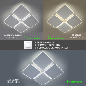 Управляемая LED люстра HP-LM 70W 4S-ON/OFF-460x460x63-WHITE/WHITE-220-IP20