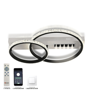 Управляемая LED люстра  MD-LM DL5 55W 2RL-APP-490x360x115-BLACK/WHITE/CRYSTAL-220-IP20