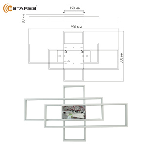 Управляемая светодиодная люстра SVEN 120W 3S-APP-900x500x80-WHITE/WHITE-220-IP20