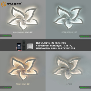 Управляемая светодиодная люстра с вент. FAN ELLA 80W+18W 5F-APP-680x120-WHITE/WHITE-220-IP20