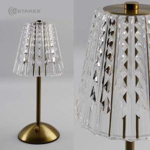 Настольный светодиодный светильник CRYSTAL M 3W R-ON/OFF-130x295-CLEAR/GOLD-DC5V/1A-IP20