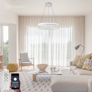 Управляемая светодиодная люстра CARINA 90W R-APP-500x1200-WHITE/CLEAR-220-IP20