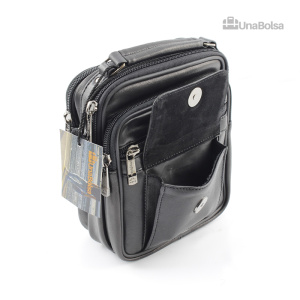 Сумка мужская из натуральной кожи UB-B103-150x185х85-black/black-молния/молния