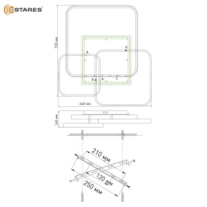 Управляемая светодиодная люстра MISTER 140W 4S-APP-720x660x160-WHITE/CLEAR-220-IP20