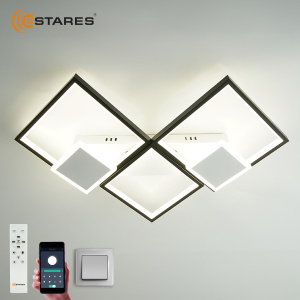 Управляемая светодиодная люстра ROMBO 80W 5S-APP-680x460x75-BLACK/WHITE/WHITE-220-IP20