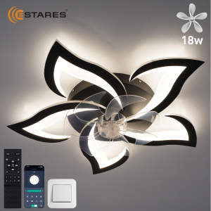 Управляемая светодиодная люстра с вент. FAN ELLA 80W+18W 5F-APP-680x120-BLACK/WHITE-220-IP20