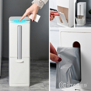 Ведро хозяйственное MODO 3F-14x24x42-white (с ершиком для унитаза и отсеком для туалетной бумаги)
