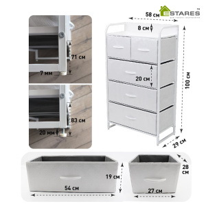 COMMOD 4F-5D-WHITE-58x29x99  комод-макси