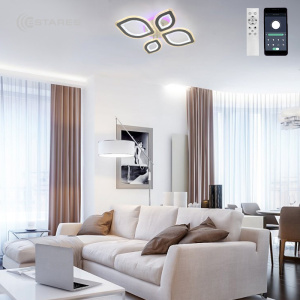 Управляемая светодиодная люстра OVAL DOUBLE RGB 60W 5R-APP-650x500x110-WHITE/WHITE/BULB-220-IP20