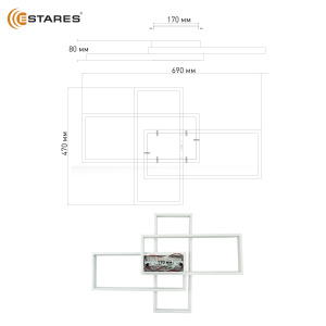 Управляемая светодиодная люстра SVEN 85W 3S-APP-690x470x80-WHITE/WHITE-220-IP20