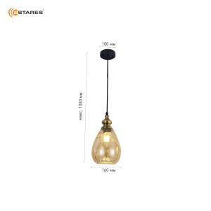Светильник ZAR one OV 1xE27-160x1080-BLACK/GOLD/CLEAR-220-IP20