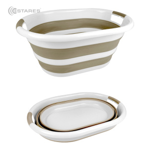 Таз складной силиконовый ES-BS-portable-24l-54x39x24/7-white/beige
