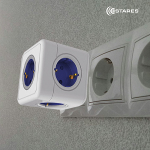 Разветвитель 5 Евро "COMFORT CUBE" 5G-blue/white-Europlug