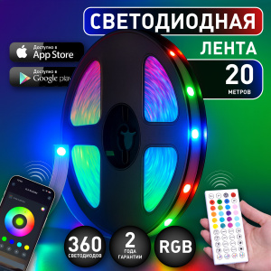 Управляемый светодиодный светильник гибкий ELECTRA RGB 30W-L-IRC-1,5W/m-18LED5050/m-20m-24/220V-IP20