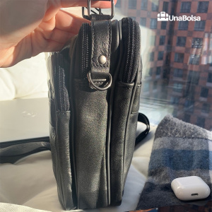 Сумка мужская из натуральной кожи UB-B208-195x215х90-black/black-молния/кнопка