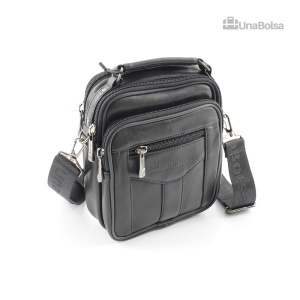 Сумка мужская из натуральной кожи UB-B109-150x185х85-black/black-молния/молния