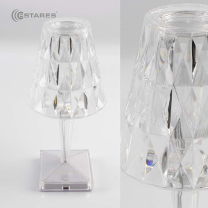 Настольный светодиодный светильник CRYSTAL 3W R-ON/OFF-115x255-CLEAR/WHITE-DC5V/1A-IP20