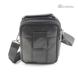 Сумка мужская из натуральной кожи UB-B110-150x185-black/black-молния/кнопка