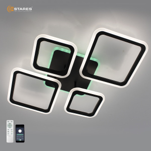 Управляемая светодиодная люстра OVAL RGB 75W 5S-APP-725х500х93-BLACK/WHITE-220-IP20 Ч