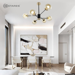 Люстра MILAN 6хЕ27 R-810xh620-black/gold/gold