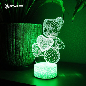 Светодиодный светильник, ночник OKKO RGB 3D "ВЛЮБЛЕННЫЙ МИШКА"