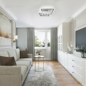 Управляемая светодиодная люстра SONNE 80W 3S-RC-520x520x110-WHITE+CHROME/WHITE-220-IP20
