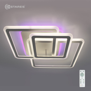 Управляемая светодиодная люстра SOLEN RGB 90W 4S-RC-520x520x110-WHITE/WHITE-220-IP20