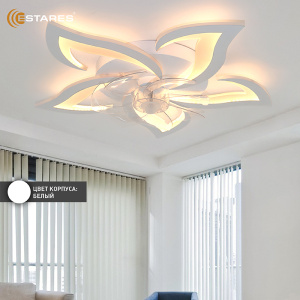 Управляемая светодиодная люстра с вент. FAN ELLA 80W+18W 5F-APP-680x120-WHITE/WHITE-220-IP20