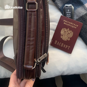 Сумка мужская из натуральной кожи UB-B222-240x190х90-brown/brown-молния/молния