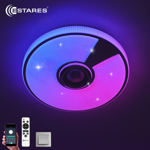 Управляемая светодиодная музыкальная люстра SONG RGB 40W R-APP-330x65-WHITE/CHROME/SHINY-220-IP20