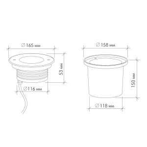 Грунтовый светодиодный светильник B2BE0636R AC240V 13W IP67 (Холодный белый)