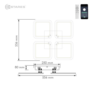 Управляемая светодиодная люстра SONNE 100W 4S-APP-556x556x80-WHITE/WHITE-220-IP20