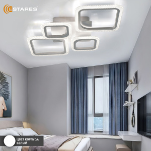 Управляемая светодиодная люстра OVAL prizma 80W 4S-RC-725x423x80-WHITE/CLEAR-220-IP20