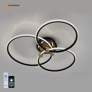 Управляемый светодиодный светильник LUNE 70W 3R-APP-600x480x130-BLACK/GOLD/WHITE-220-IP20