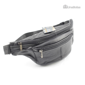 Сумка мужская из натуральной кожи UB-009-345x145х85-darkgray/black-молния/молния