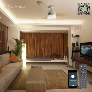 Управляемый светодиодный светильник с вент. FAN WOOD 48W+55W R-APP-1060x390-white/white-220-IP20