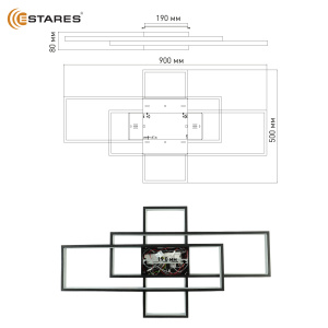 Управляемая светодиодная люстра SVEN 120W 3S-APP-900x500x80-BLACK/WHITE-220-IP20