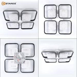 Управляемая светодиодная люстра POLLO double 140W 4S-APP-525x525x70-BLACK/WHITE/WHITE-220-IP20