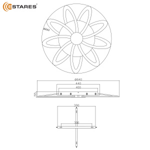 Управляемая светодиодная люстра LORENA 150W 9R-RC-840x55-WHITE/WHITE-220-IP20