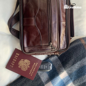 Сумка мужская из натуральной кожи UB-B222-240x190х90-brown/brown-молния/молния