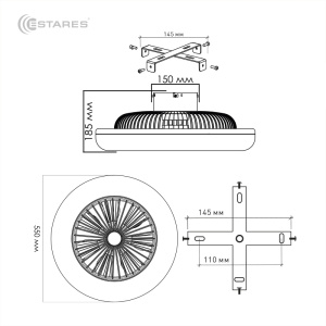 Управляемая светодиодная люстра с вент. FAN ONE 80W+35W R-APP-550х185-white/white-220-IP20